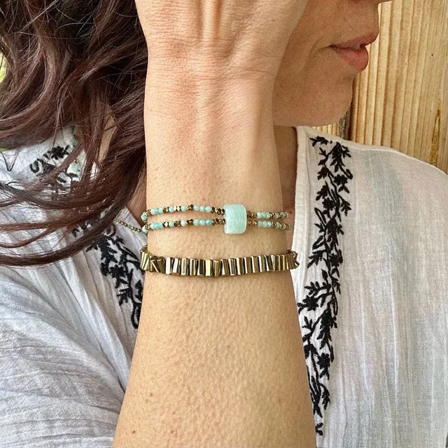 MAD SO CREATION Amazone bracelet amazonite 16 cm bohème
