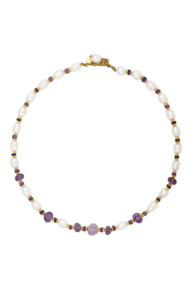 Leticia Ponti Odelia collier améthyste perles 40 cm