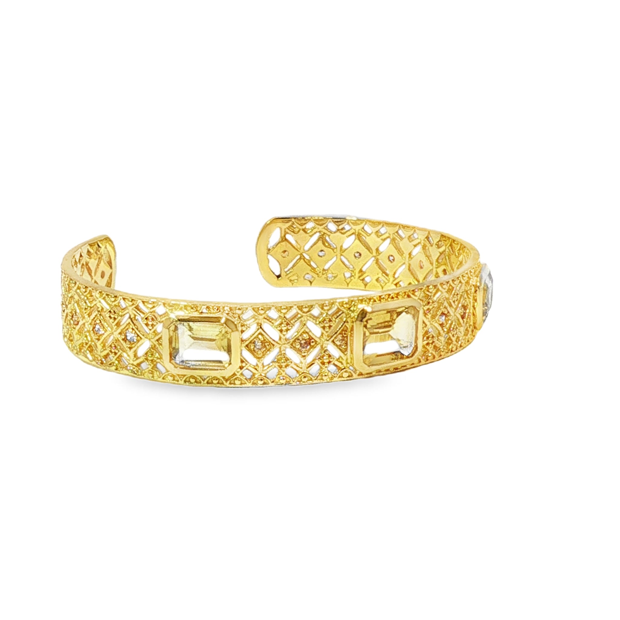 Leticia Ponti Eugénie manchette citrine plaqué or réglable