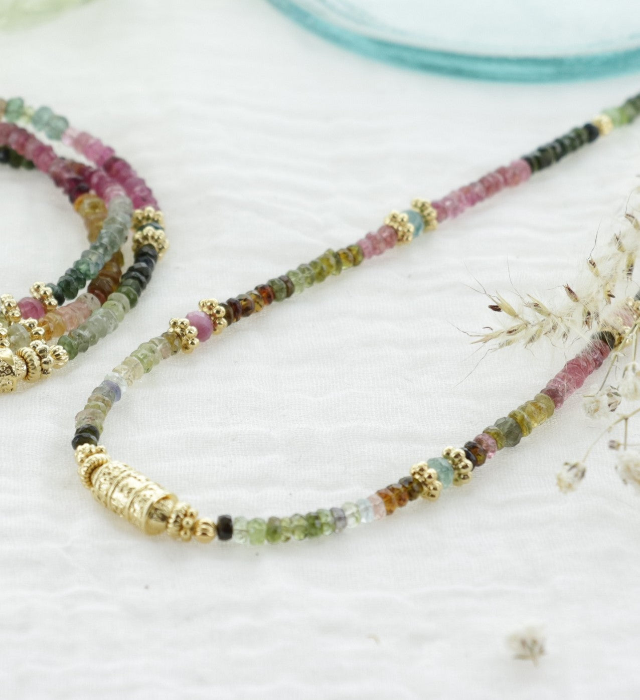 Leticia Ponti Amaia Tube collier tourmaline plaqué or