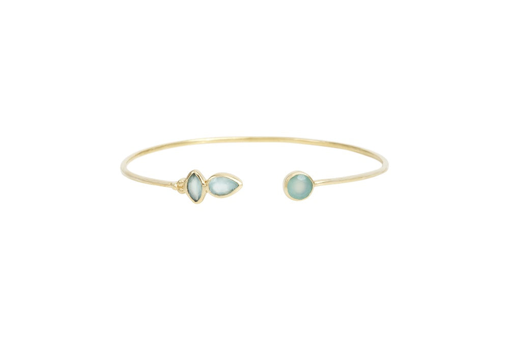 Leticia Ponti Jolene Trio jonc labradorite plaqué or ajustable