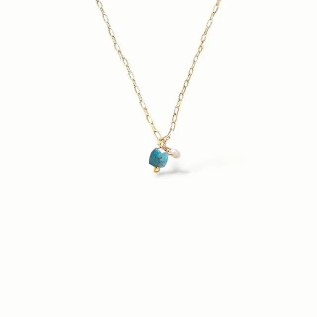 Ô PLUM Ines Apatite collier plaqué or 42 cm perle