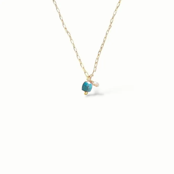 Ô PLUM Ines Apatite collier plaqué or 42 cm perle