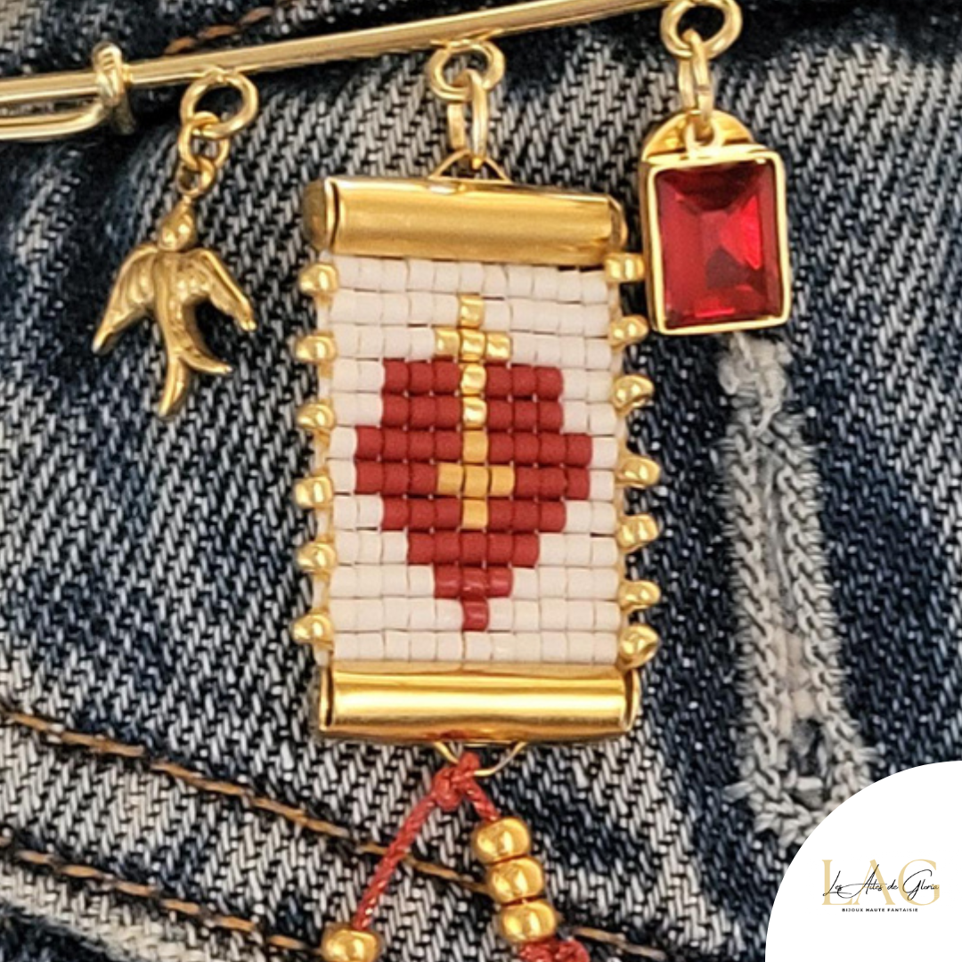 Les Ailes de Gloria Ex-Voto Rubis broche fantaisie rouge