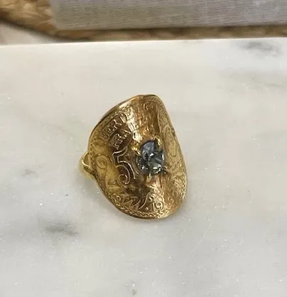 Le P'tit Franc Fraternité Étoilée 25 Sous bague zirconium doré