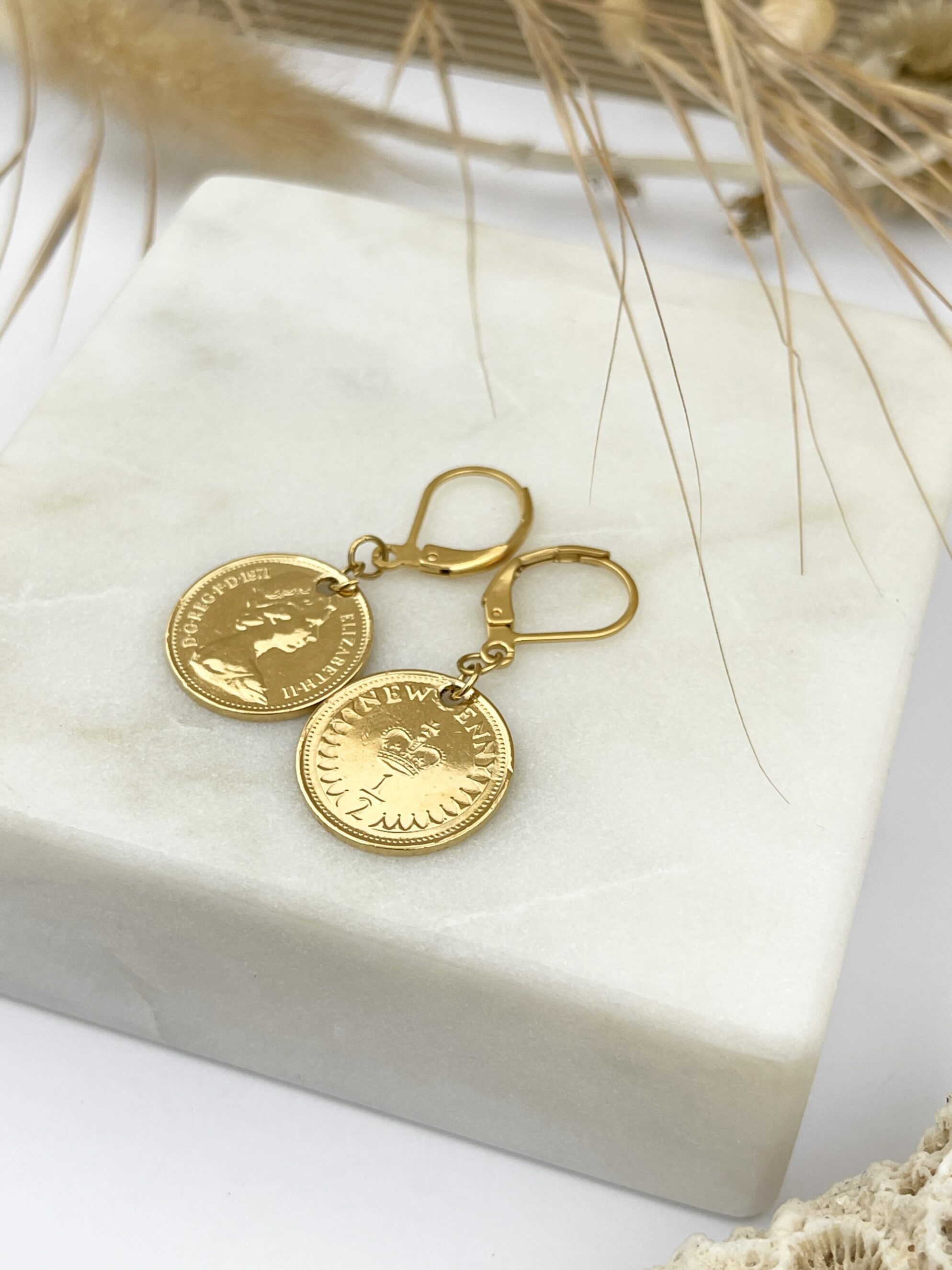 Le P’tit Franc 1/2 Penny boucles d’oreilles dormeuses