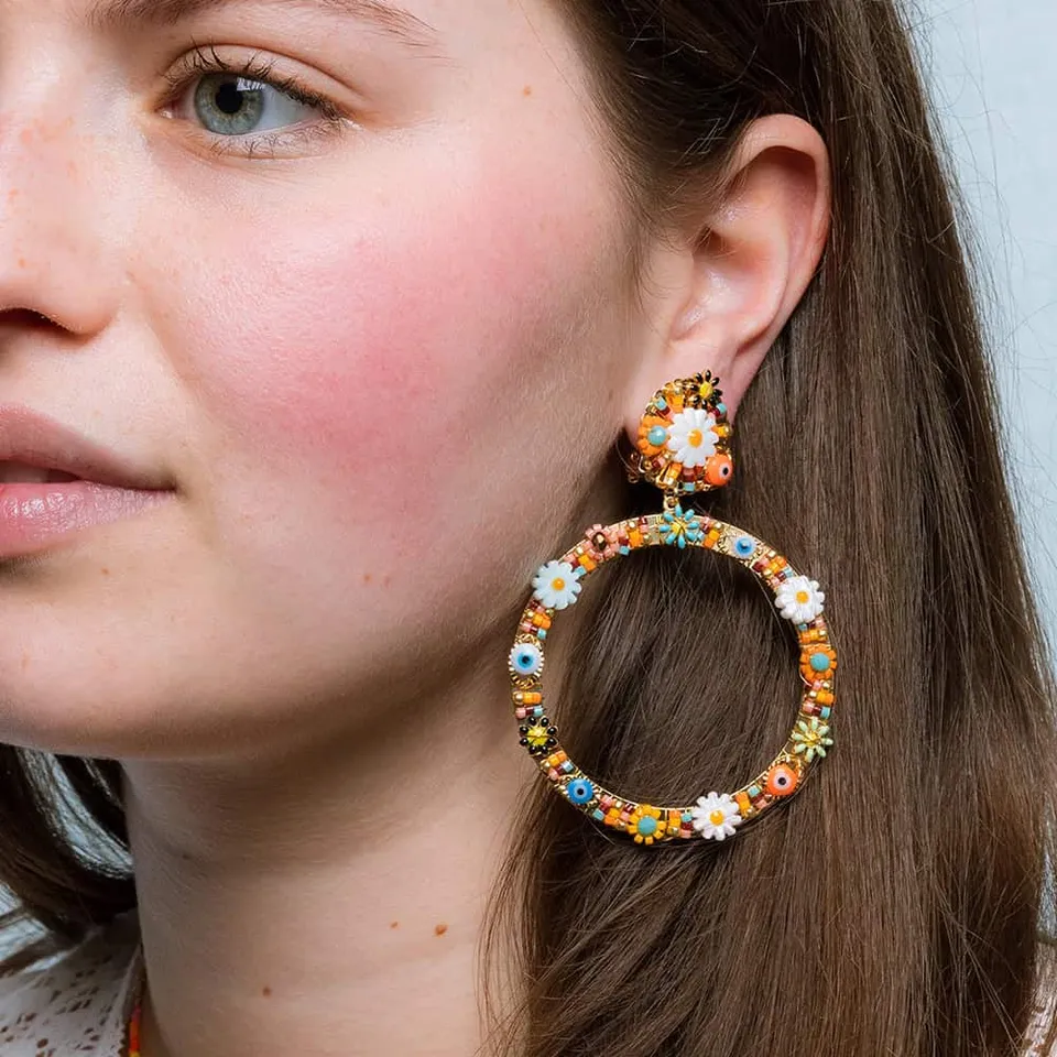 Hypnochic Flower Joe boucles d'oreilles pendantes perles Miyuki