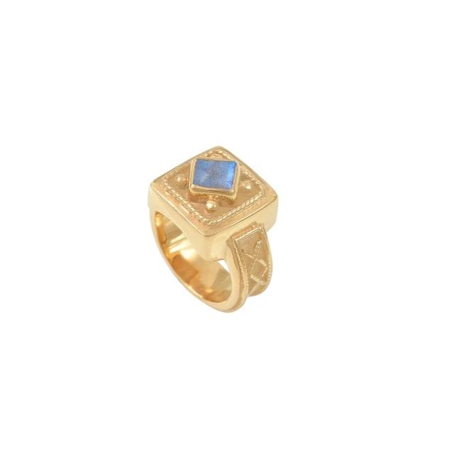Leticia Ponti Costanza bague lapis-lazuli taille 54 plaqué or