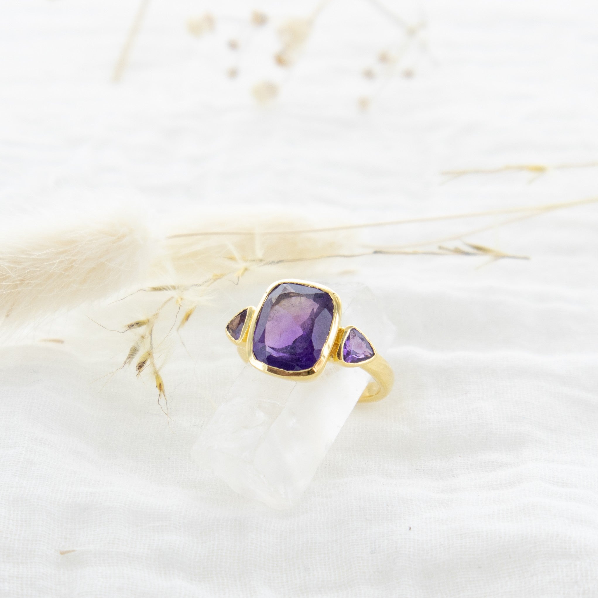 Leticia Ponti Lise bague rubis plaqué or ajustable