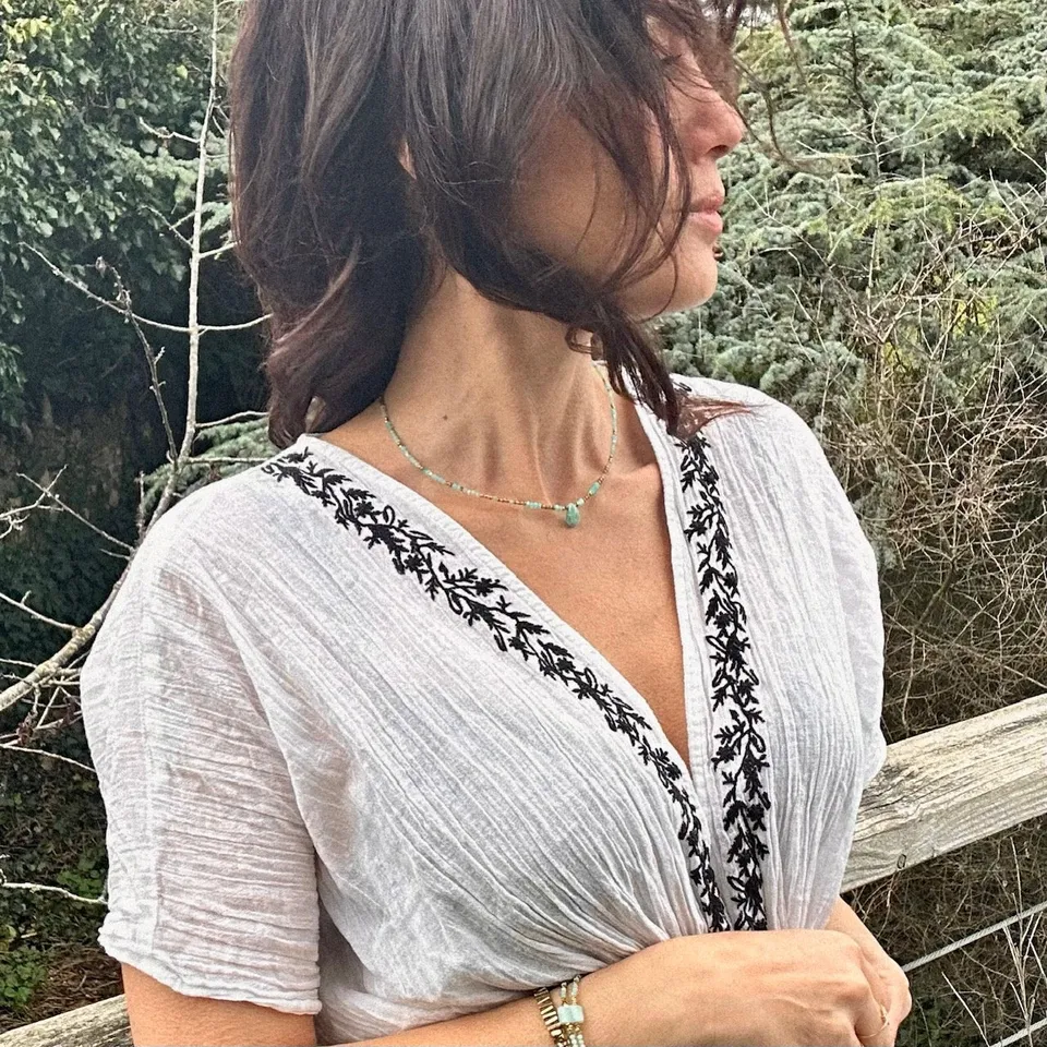 Mad So Creation Amazone collier amazonite pierre goutte 43 cm