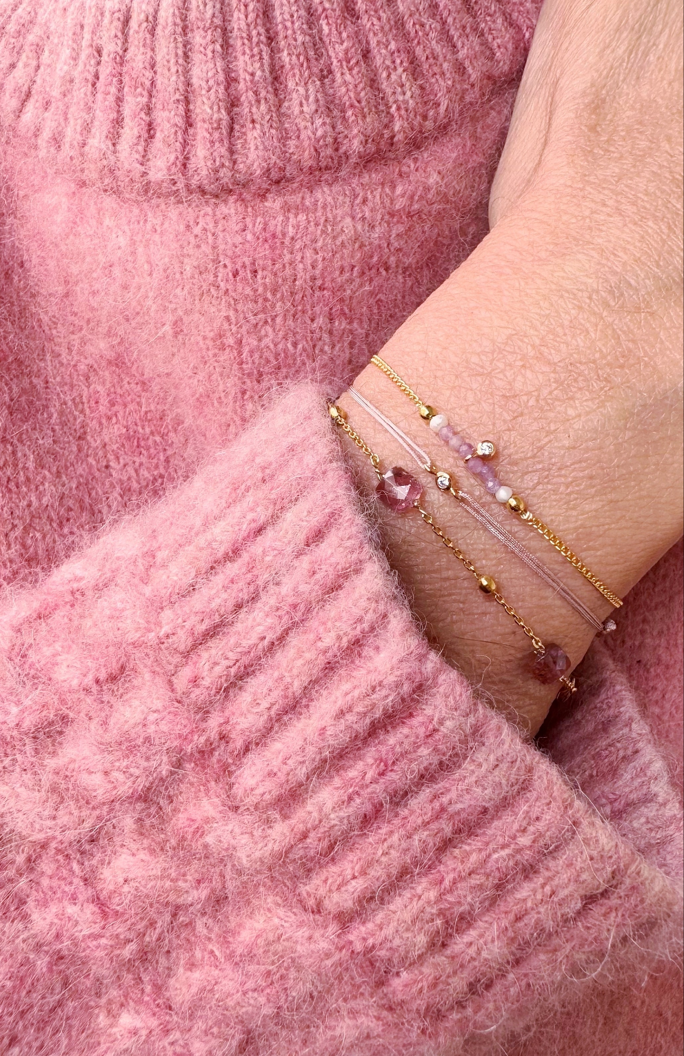 Ô PLUM Bracelet Rubis Zircon plaqué or rose adaptable