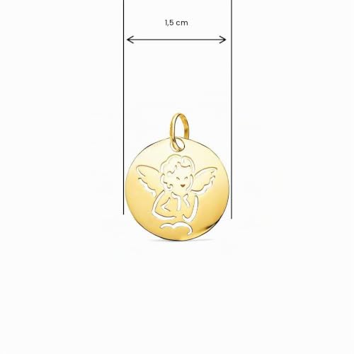L'Atelier d'Azur Médaille Ange or jaune 9 carats chaîne 45 cm