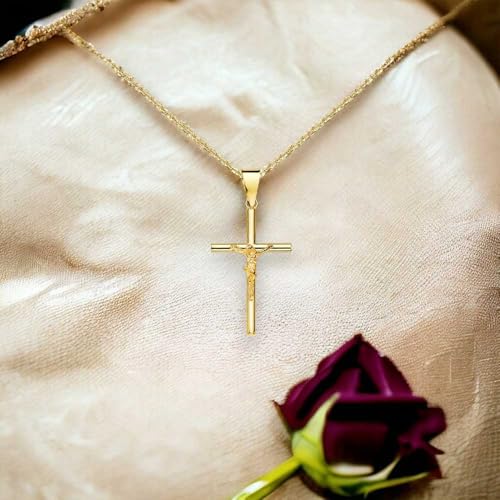 L'Atelier d'Azur collier médaille croix Christ or 750 chaîne offerte
