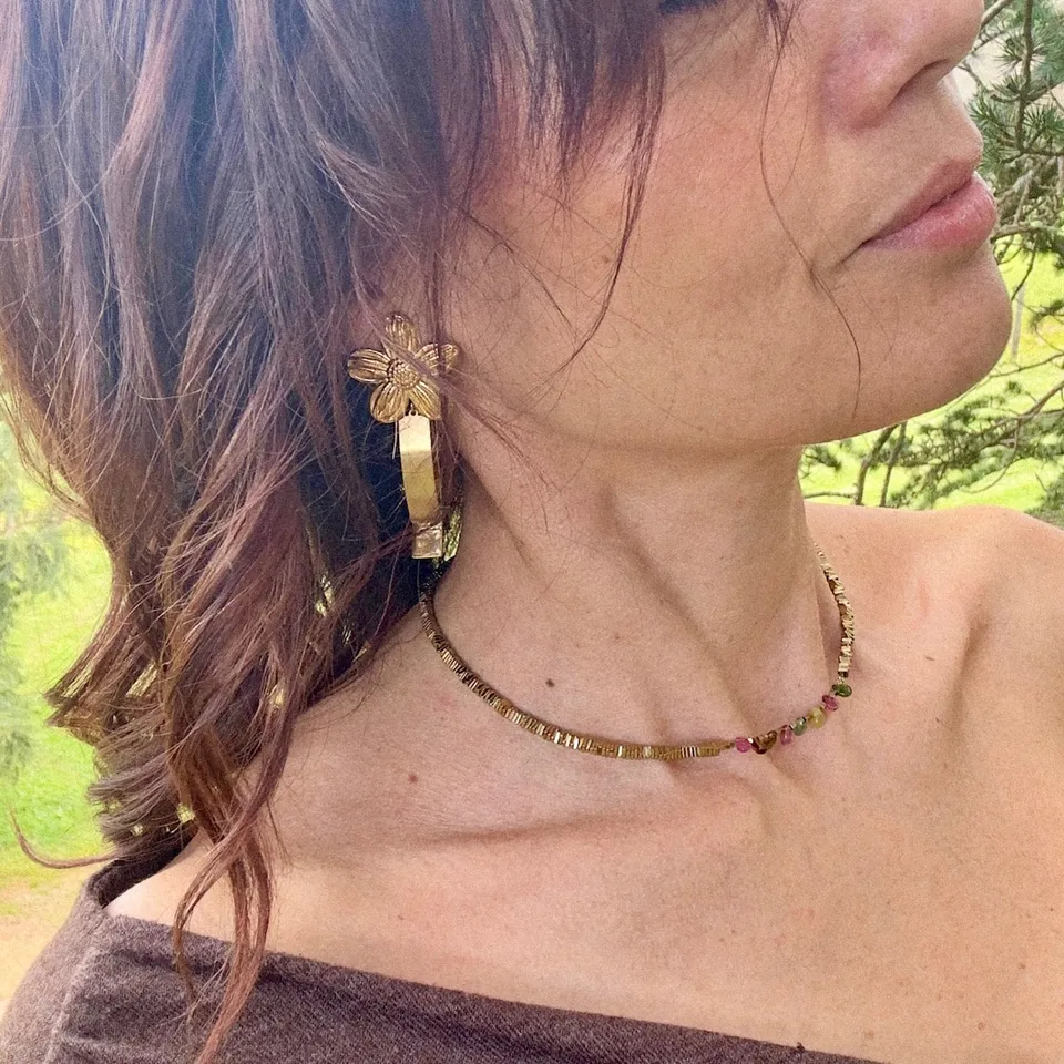 MAD SO CREATION Marguerite boucles d'oreilles clip fleur non percées