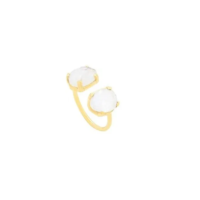 Leticia Ponti Gisèle bague Pierre de lune plaqué or ajustable