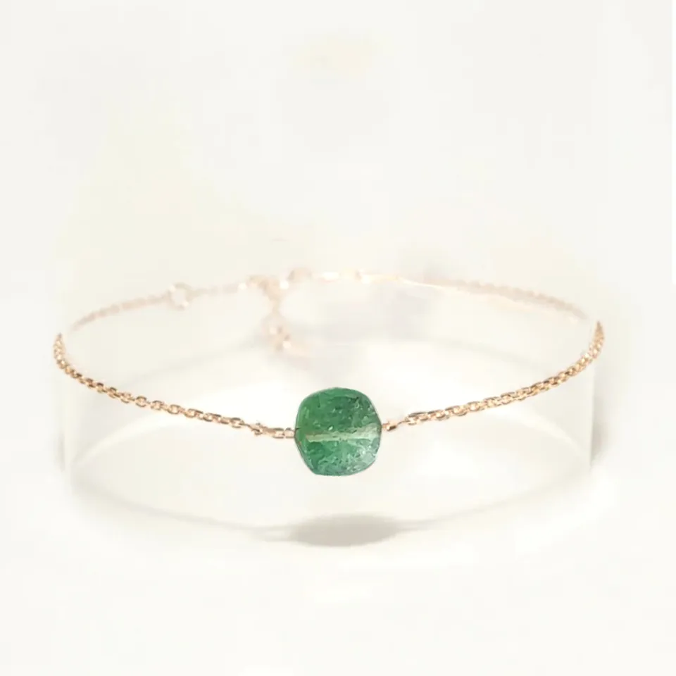 Ô PLUM Bracelet Aventurine SHENAA bracelet plaqué or 18 cm