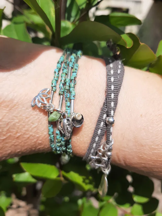 Les Ailes de Gloria Bracelets Multirangs Lotus Blue bracelet bleu