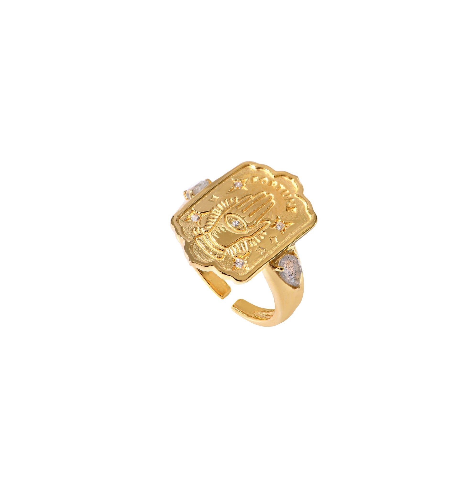 Leticia Ponti Fortune bague améthyste plaqué or ajustable