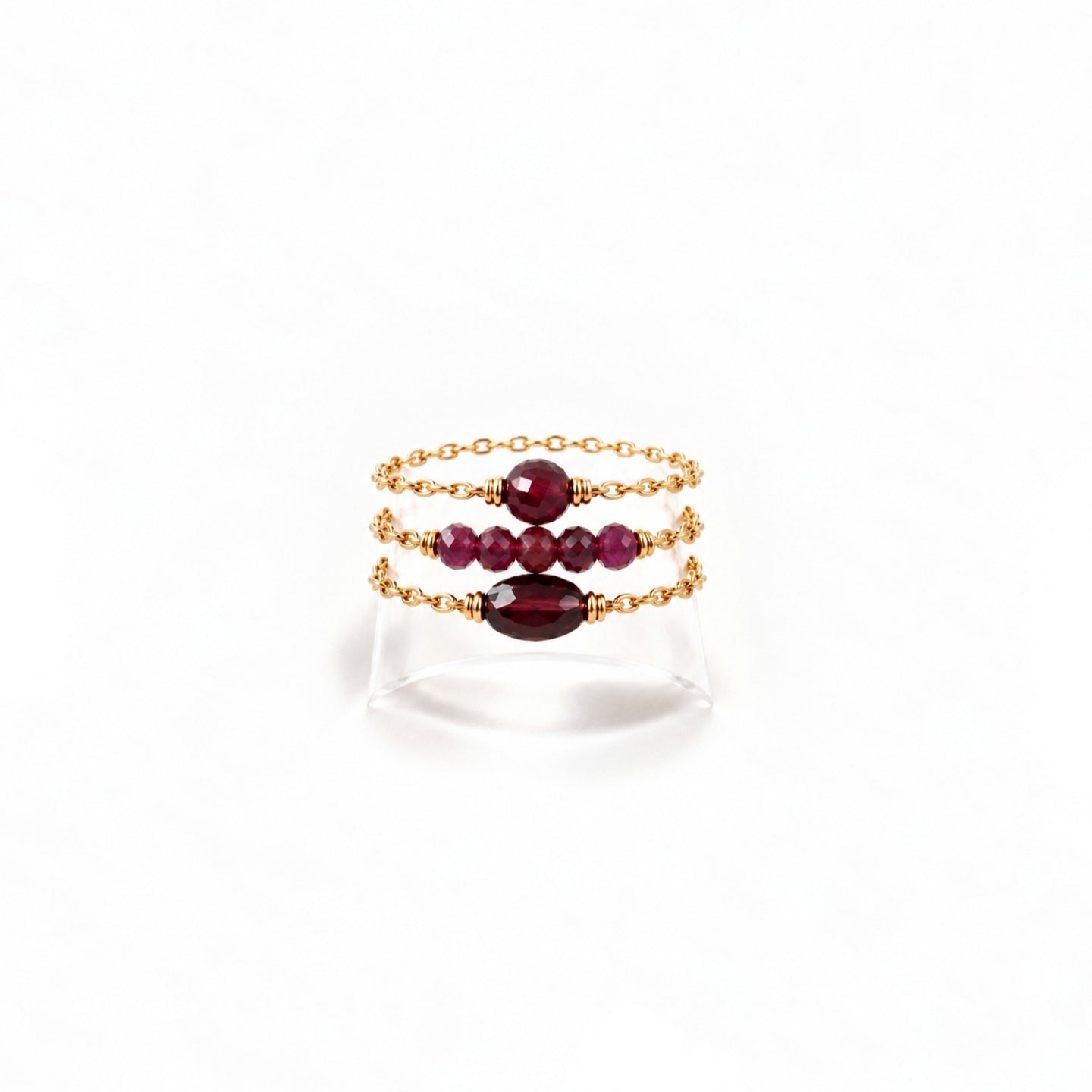 Ô Plum Bonnie bague mini grenat plaqué or taille 50