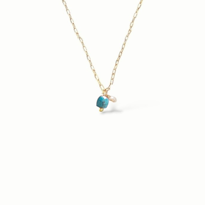 Ô PLUM Ines Apatite collier plaqué or 42 cm perle