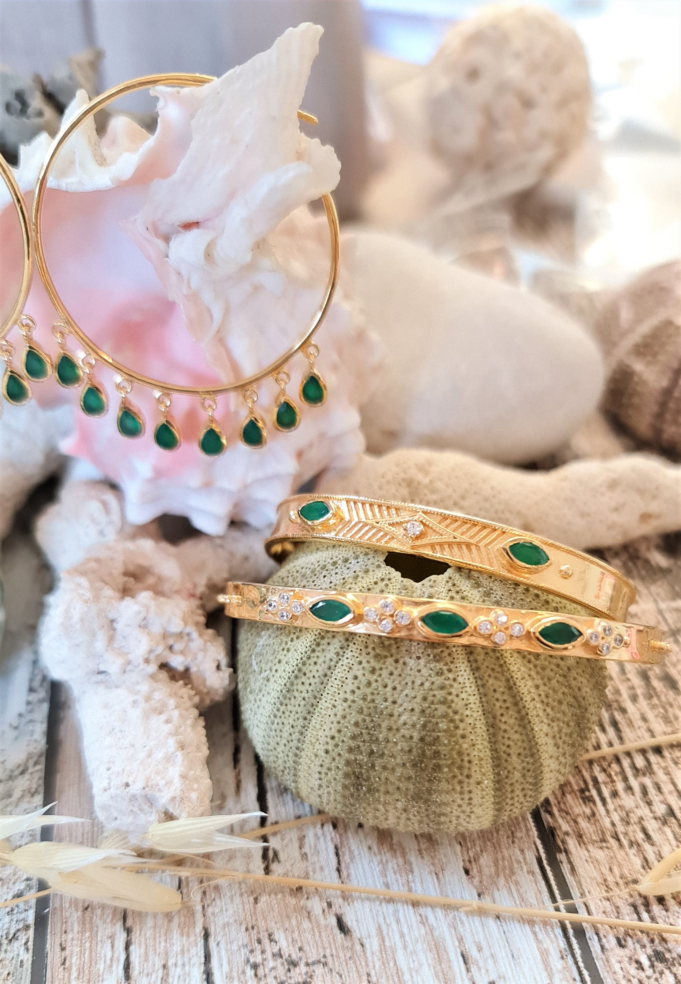 Leticia Ponti Gayane Jonc ajustable agate verte marquise