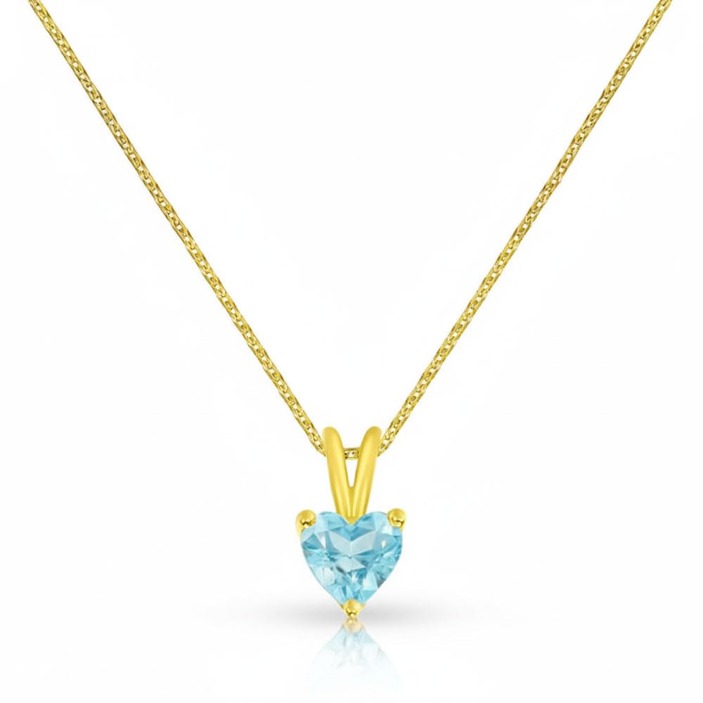 L'Atelier d'Azur Cœur Topaze Bleue Or Jaune Pendentif + Chaîne 9 carats