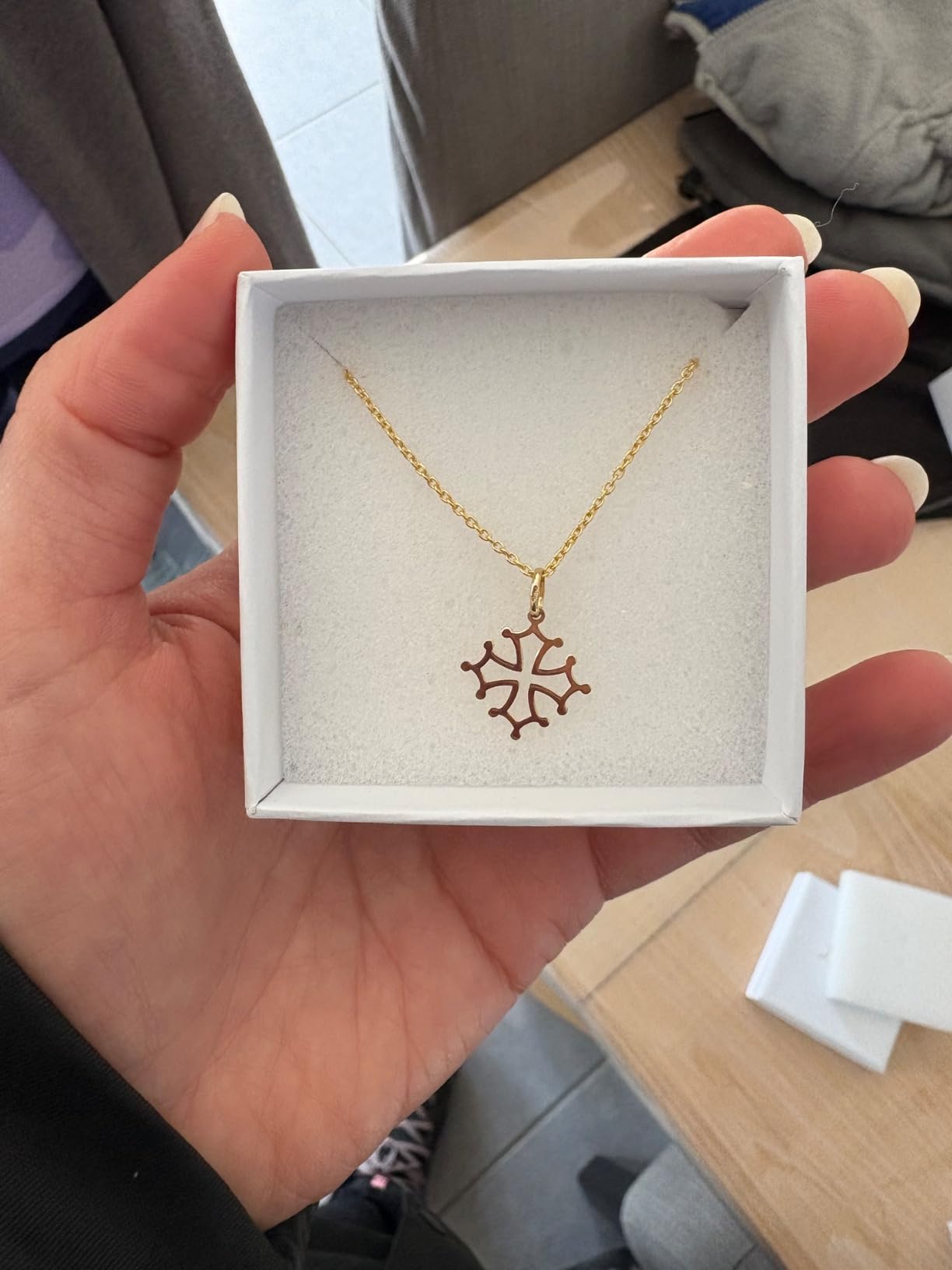 L'Atelier d'Azur Médaille Croix Occitane or 18 carats + chaîne