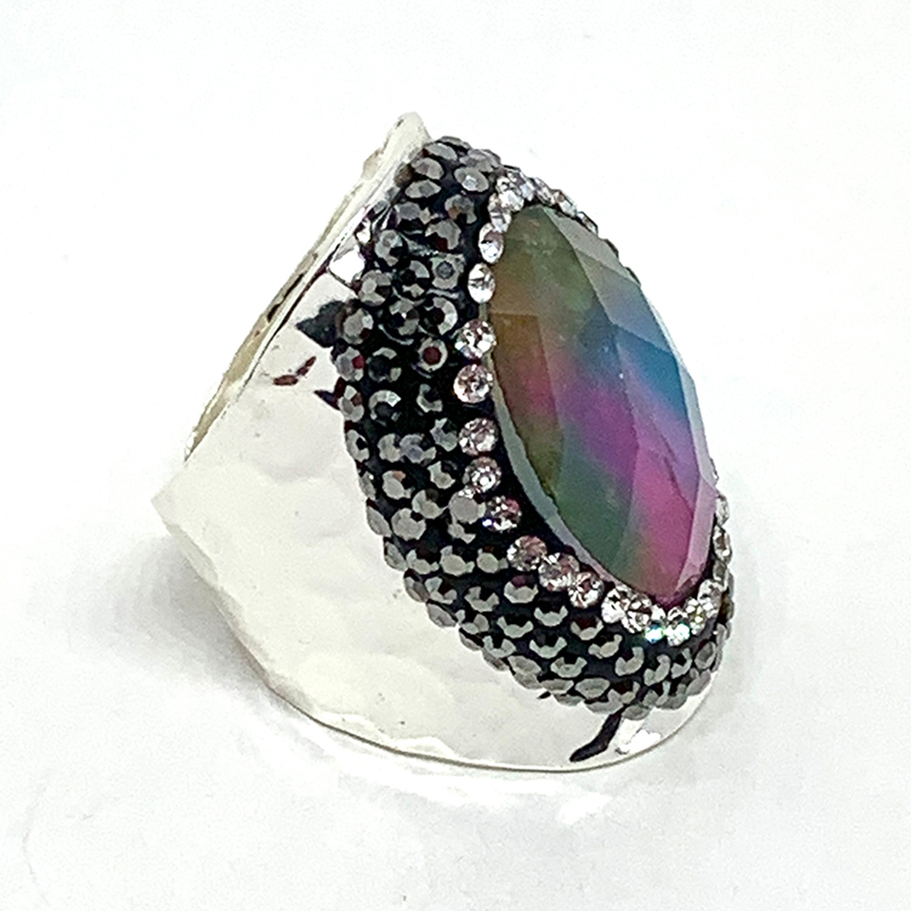 Hypnochic Dazzle Shell bague argentée strass pierre