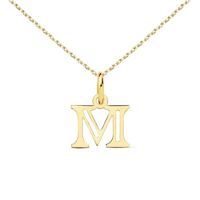 L'Atelier d'Azur Lettre M collier or 18 carats 1,2 cm + chaîne