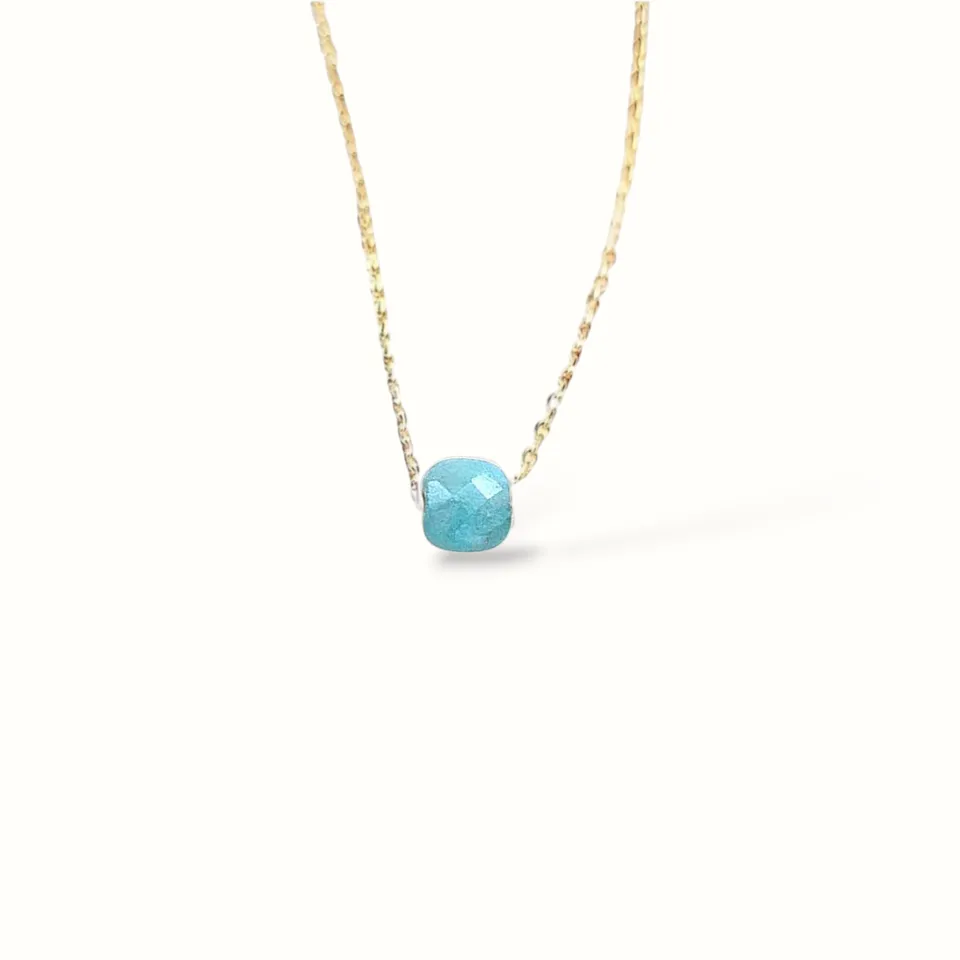Ô PLUM Charlie collier amazonite plaqué or 39/42 cm