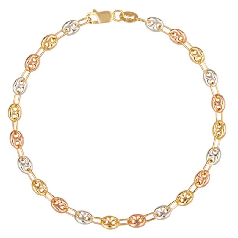 L'Atelier d'Azur Bracelet Grain Café 3 Ors Femme 18cm
