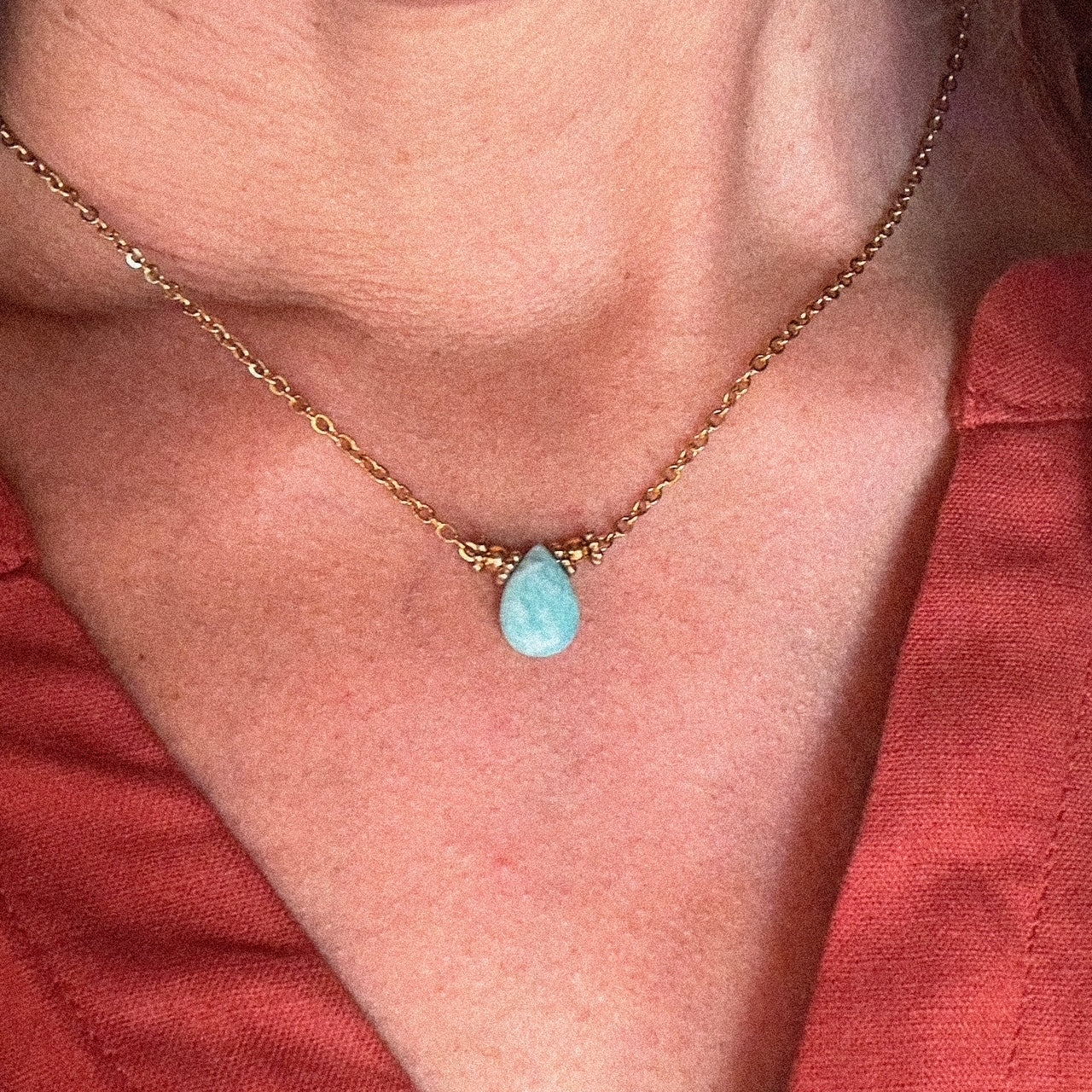 MAD SO CREATION Amazone collier pendentif amazonite goutte