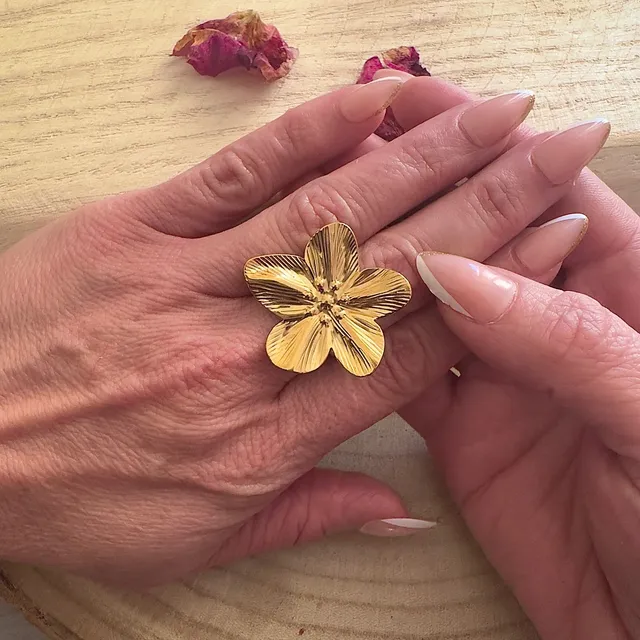 Mad So Creation Lina bague doré fleur ajustable