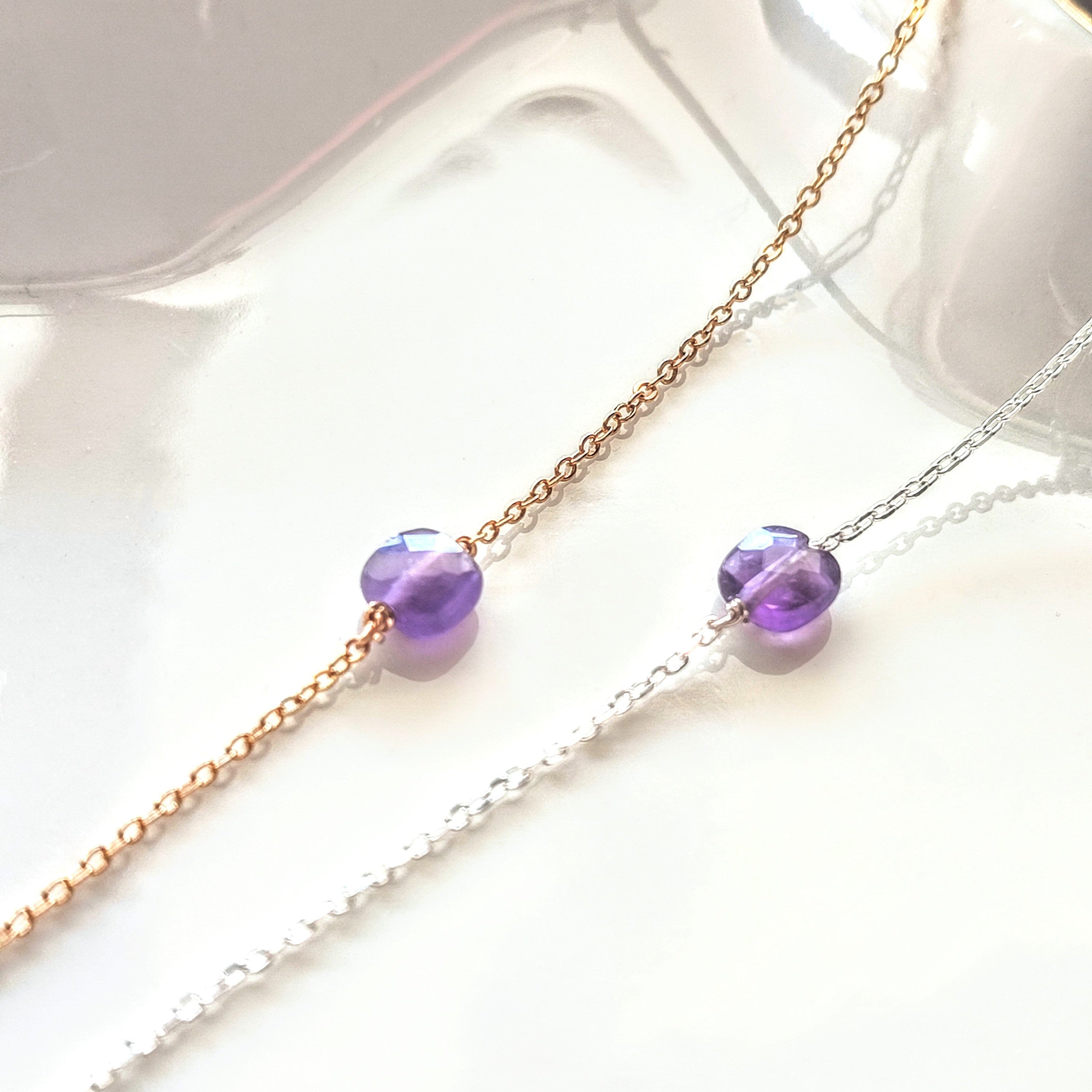 Ô PLUM Charlie bracelet améthyste plaqué or 17 cm