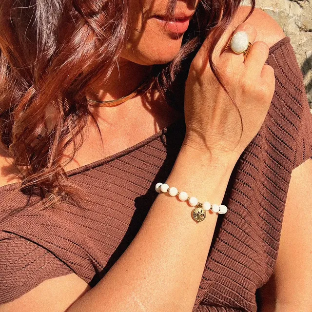 MAD SO CREATION Oikos bracelet nacre arbre de vie doré 17,5 cm
