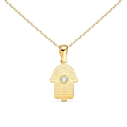 L'Atelier d'Azur Pendentif Main Fatma or jaune 18 carats zircon