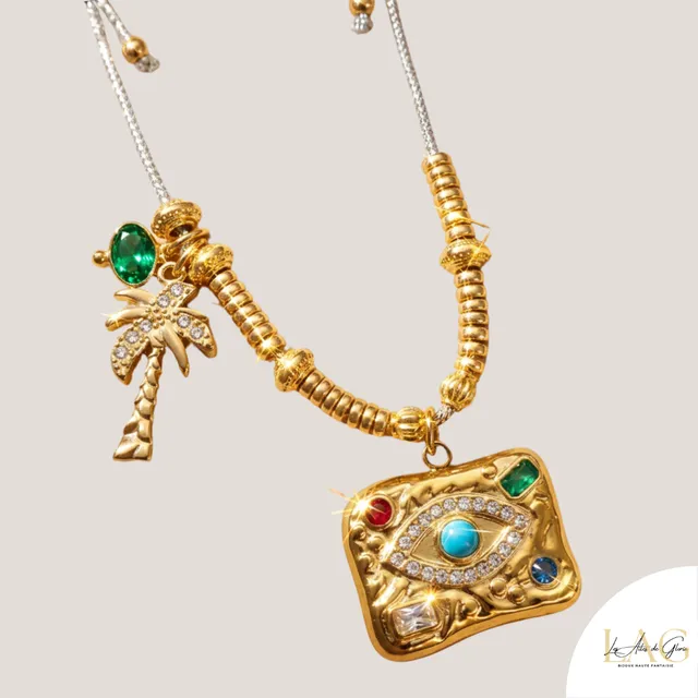 Les Ailes de Gloria Azura collier sautoir long bleu