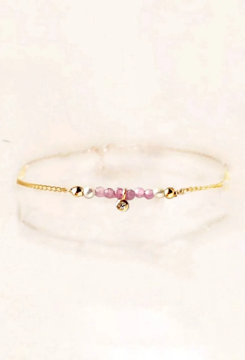 Ô PLUM Bracelet Rubis Zircon plaqué or rose adaptable