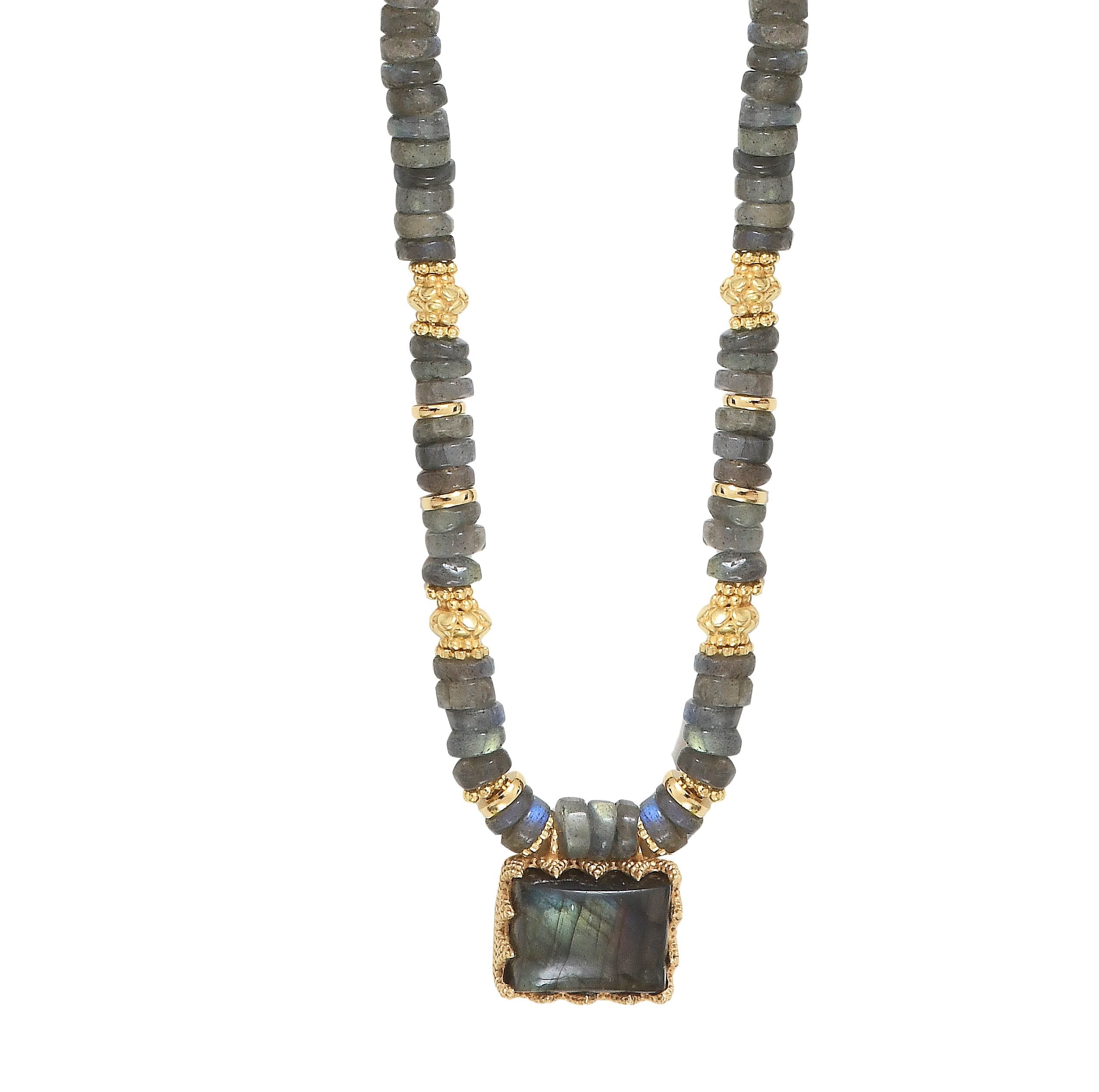 Leticia Ponti Maëlle sautoir chrysoprase réglable plaqué or