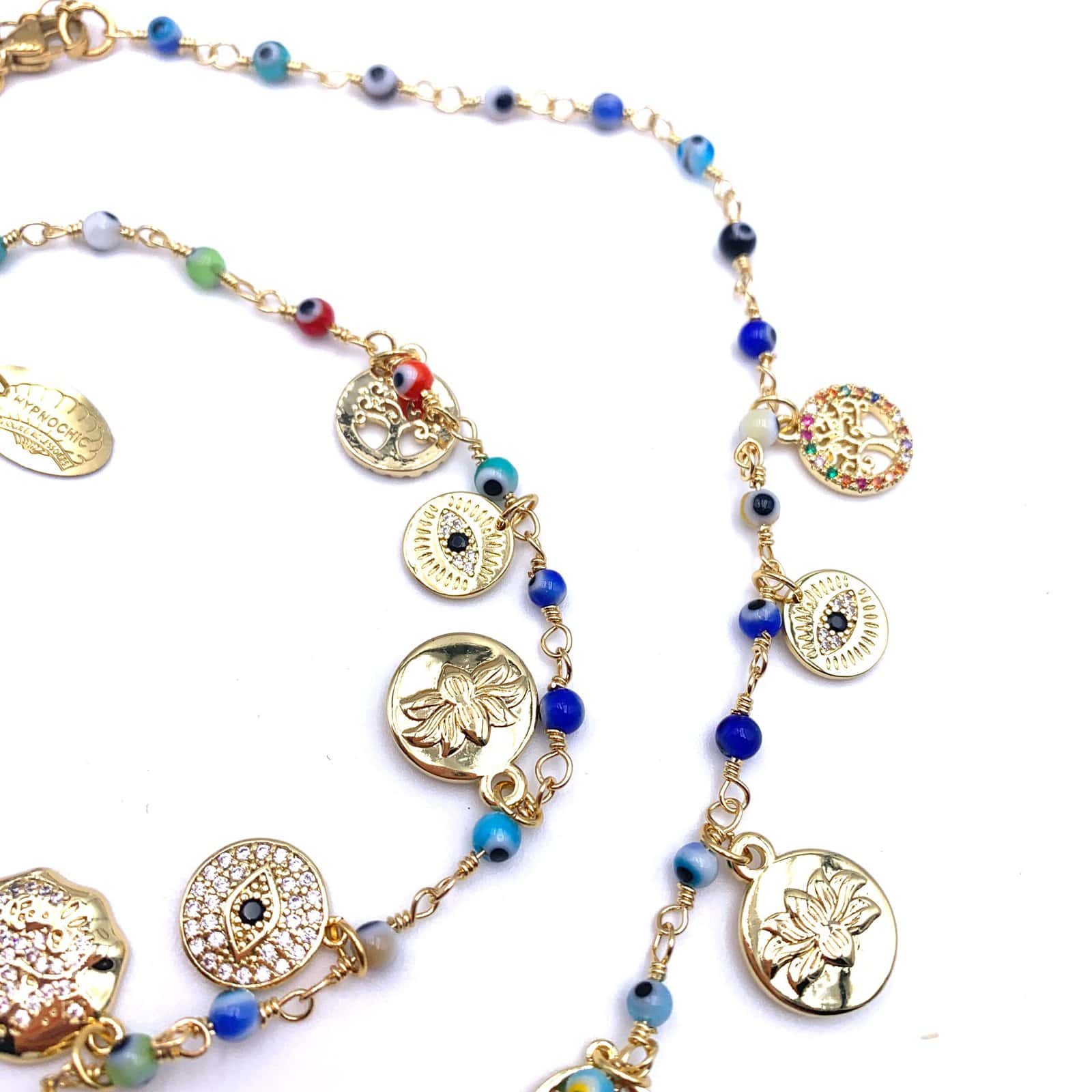 HYPNOCHIC IZNA collier chaîne doré acier perles verre