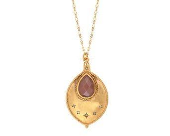 Leticia Ponti Alba Sautoir médaillon chaîne fine Labradorite