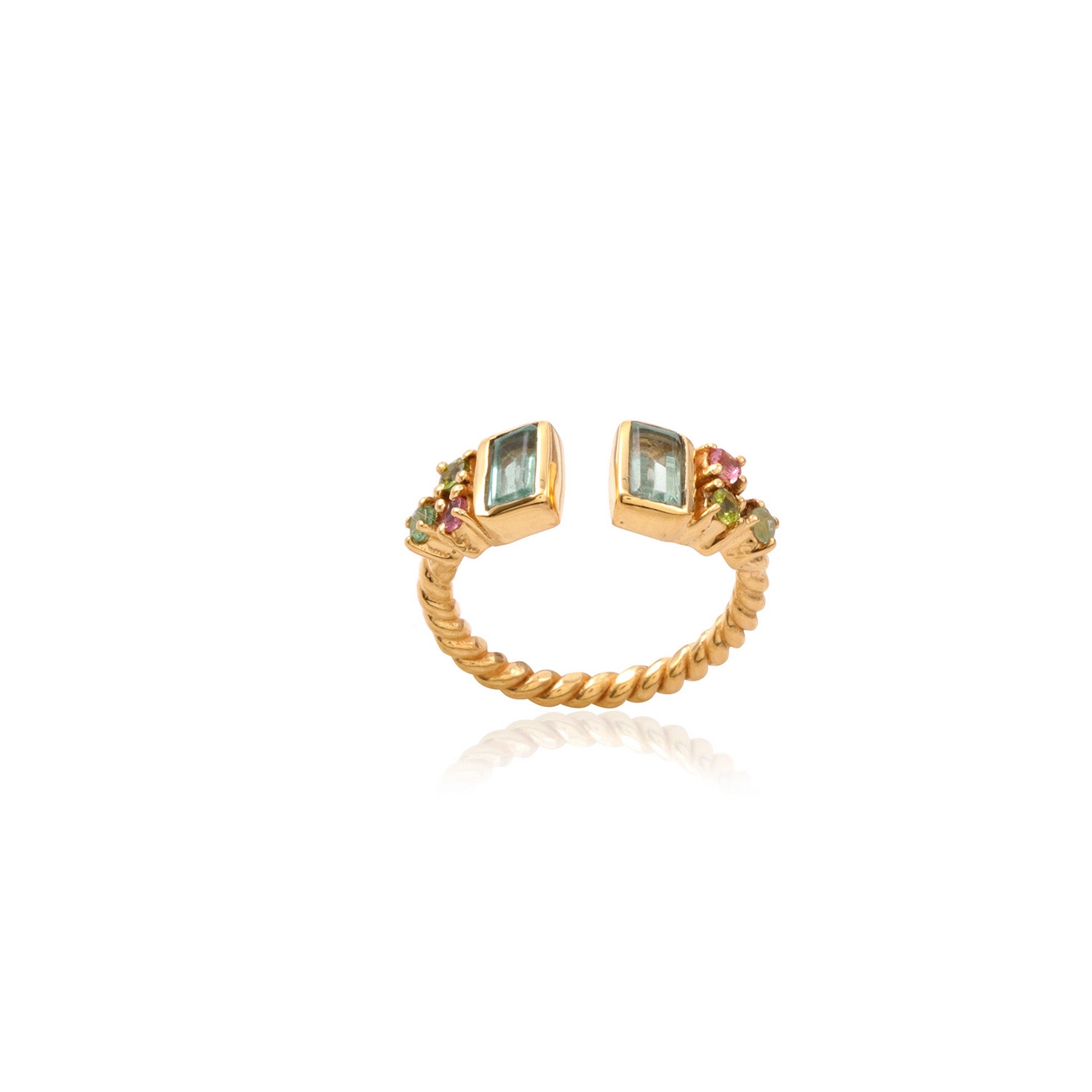 Leticia Ponti Angie bague Apatite verte plaqué or ajustable