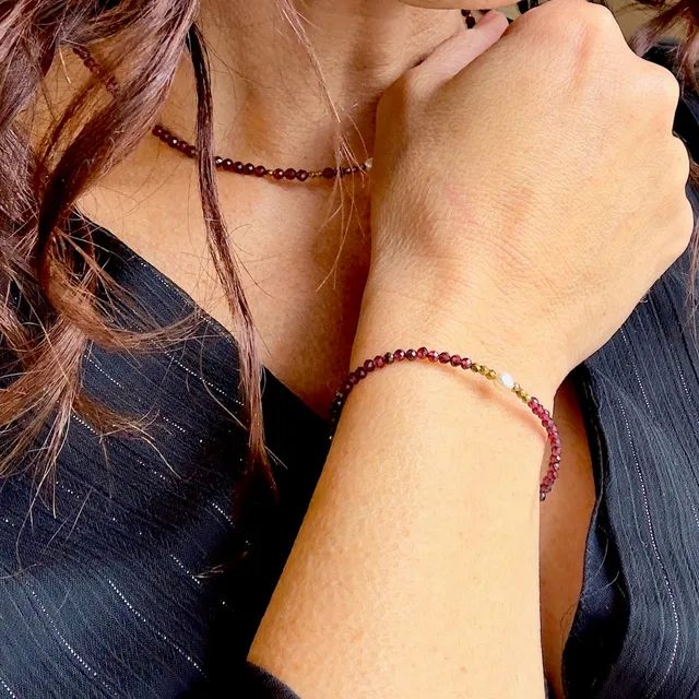 MAD SO CREATION Rudy bracelet grenat perle eau douce
