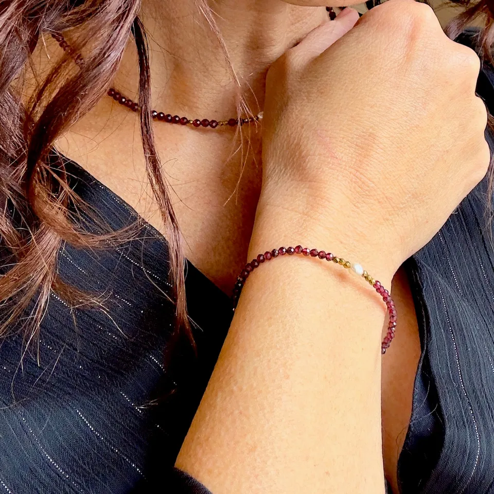MAD SO CREATION Rudy bracelet grenat perle eau douce