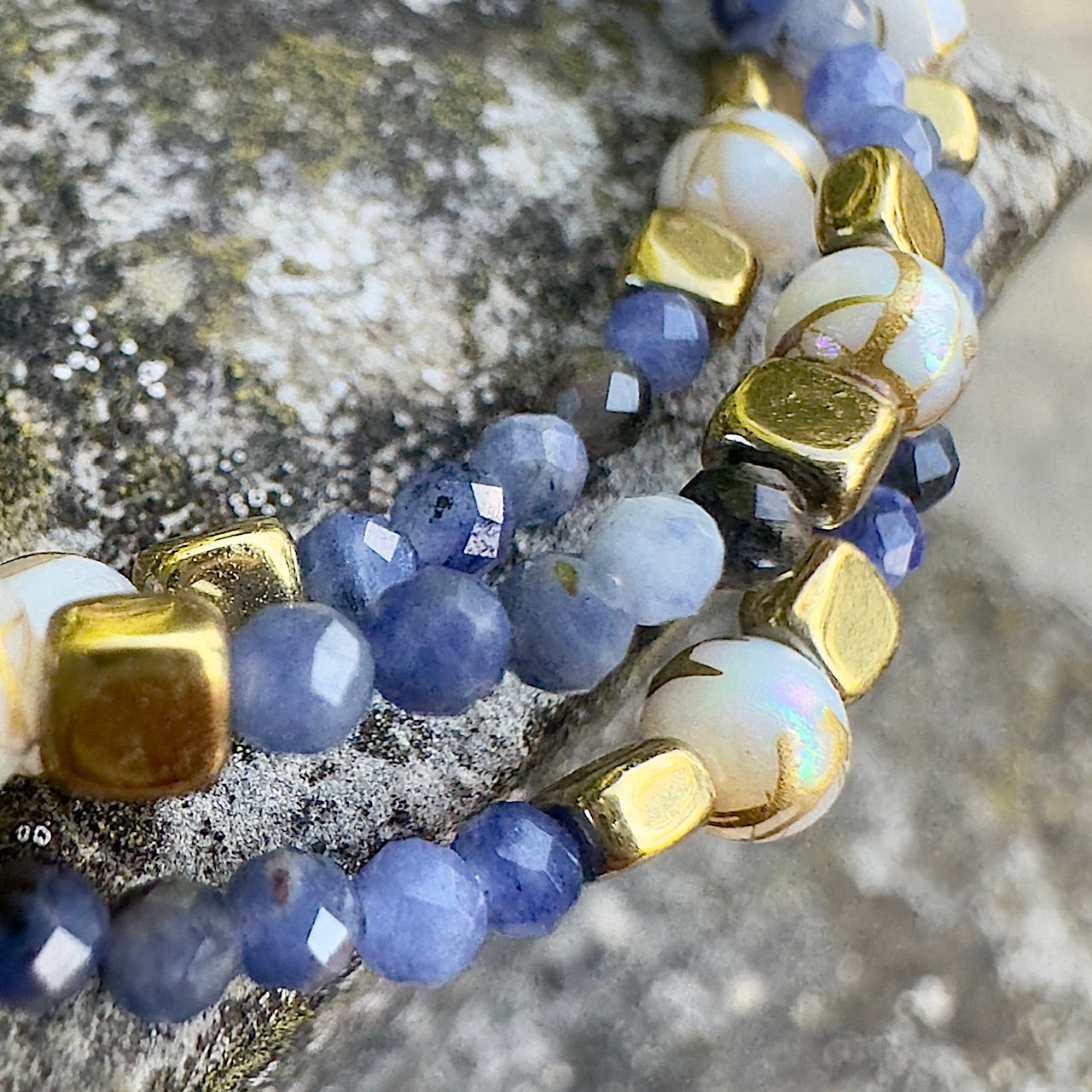MAD SO CREATION Mya collier pierre sodalite facettée 40 cm