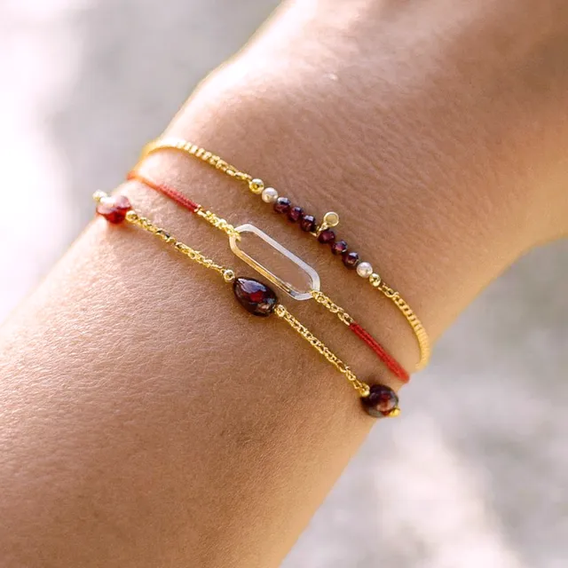 Ô PLUM Bracelet Grenat Zircon plaqué or adaptable