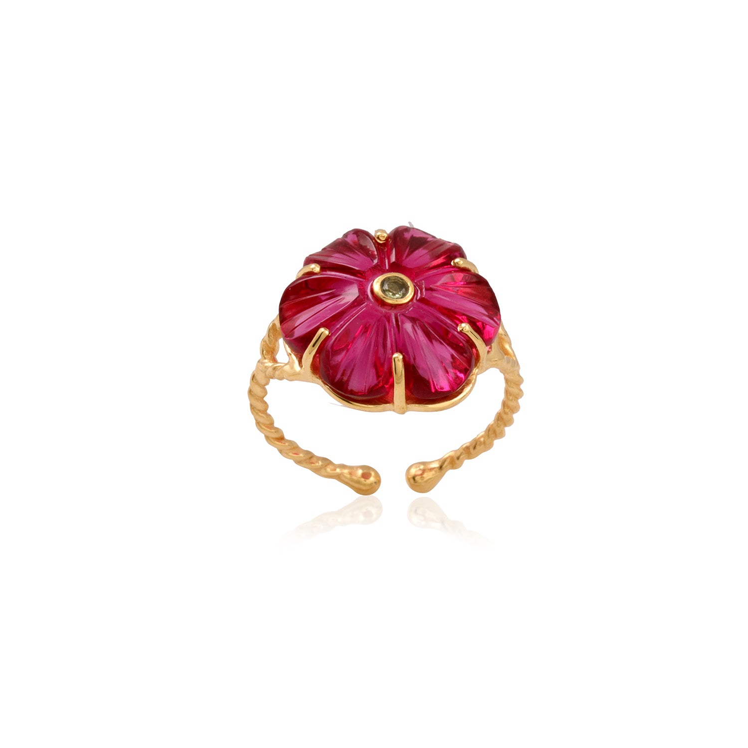 Leticia Ponti Iris bague fleur cristal apatite verte ajustable