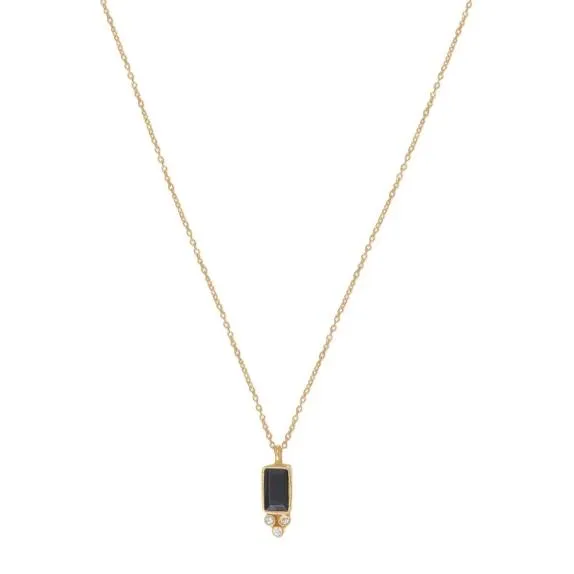 Leticia Ponti Molly collier onyx noir plaqué or 40 cm
