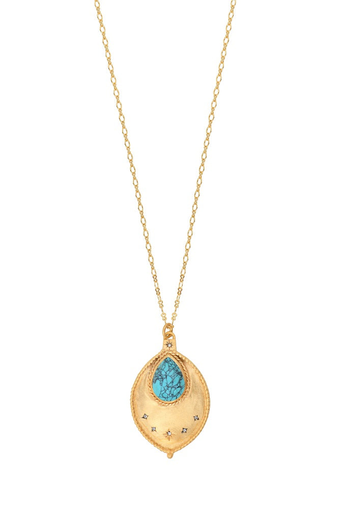 Leticia Ponti Alba Sautoir médaillon chaîne fine Labradorite