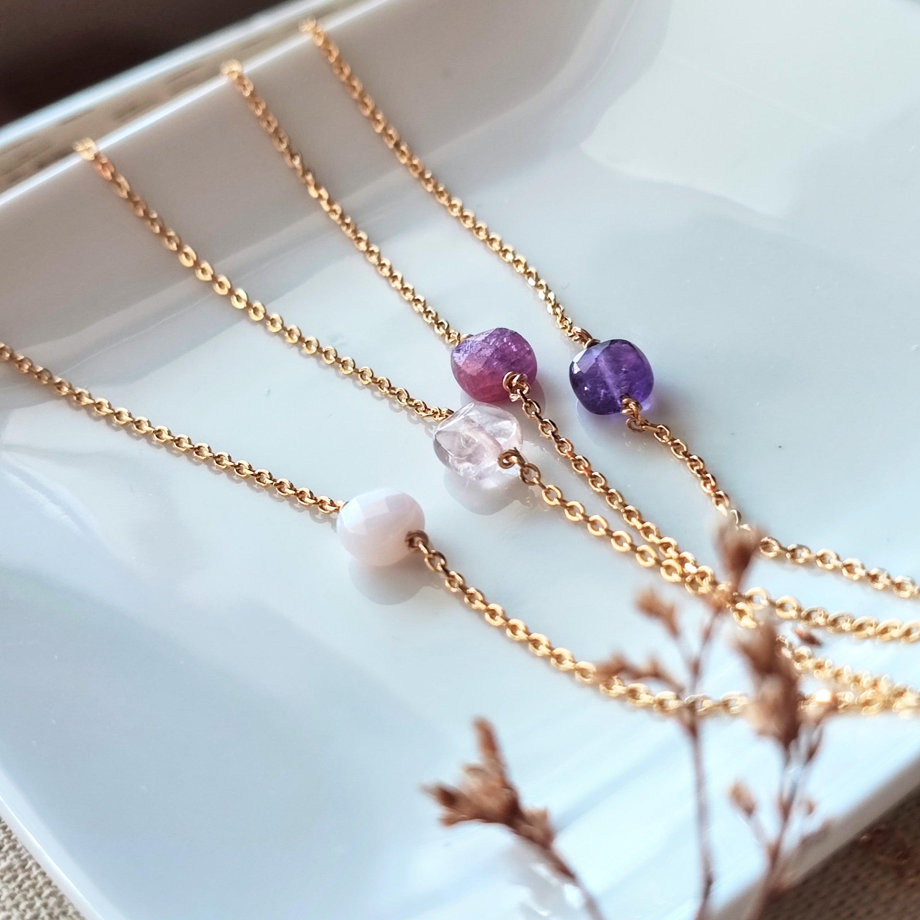 Ô PLUM Bracelet chaîne CHARLIE quartz rose plaqué or